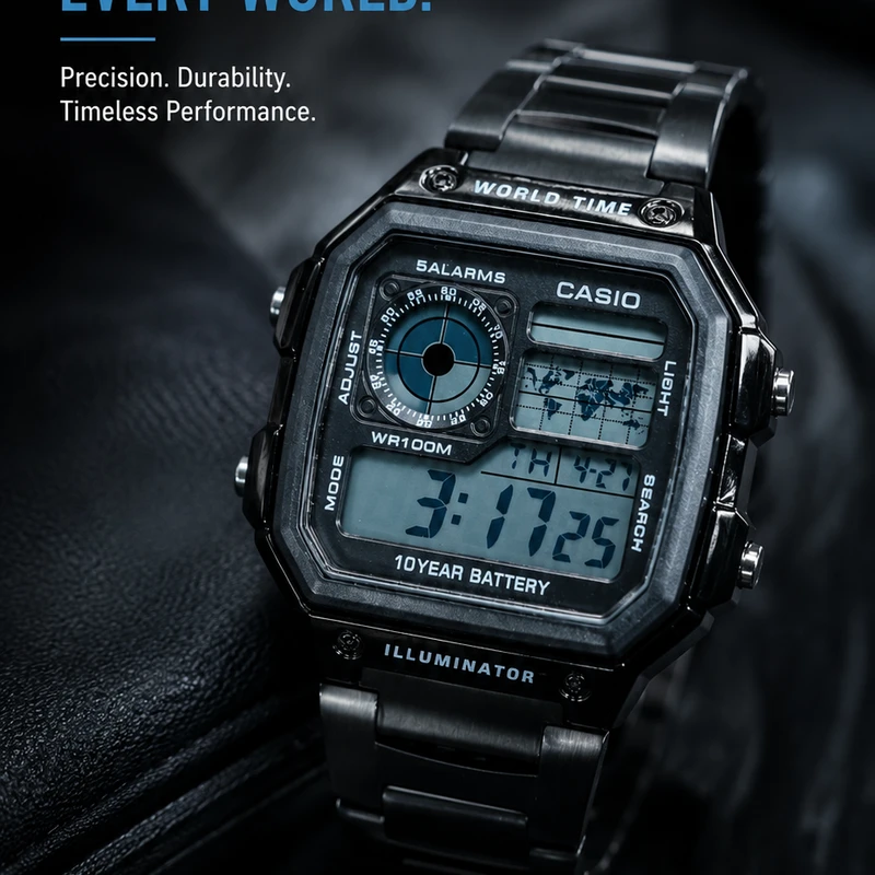 Casio Steel Body Chain Strap Digital Quartz Watch